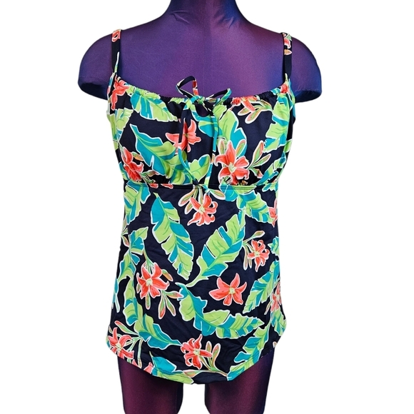 Lands' End Colorful Tropical‎ Print Tankini Top Swimsuit Size 10 Women's B12 - Picture 1 of 8